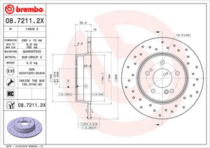 Product of Brembo 0872112XC02 Xtra Solid Cross Drilled 1 Piece Brake Rotor 