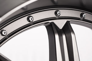 Product of Grid Wheels 17x9 Anthracite Gray With Black Lip Wheel - 8x7.08 Bolt Pattern 