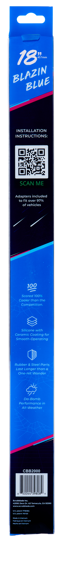 Scrubblade Cbb1800 Windshield Wiper Blade||blazin Blue 18 Back.Png||88||scrcbb1800||1522809