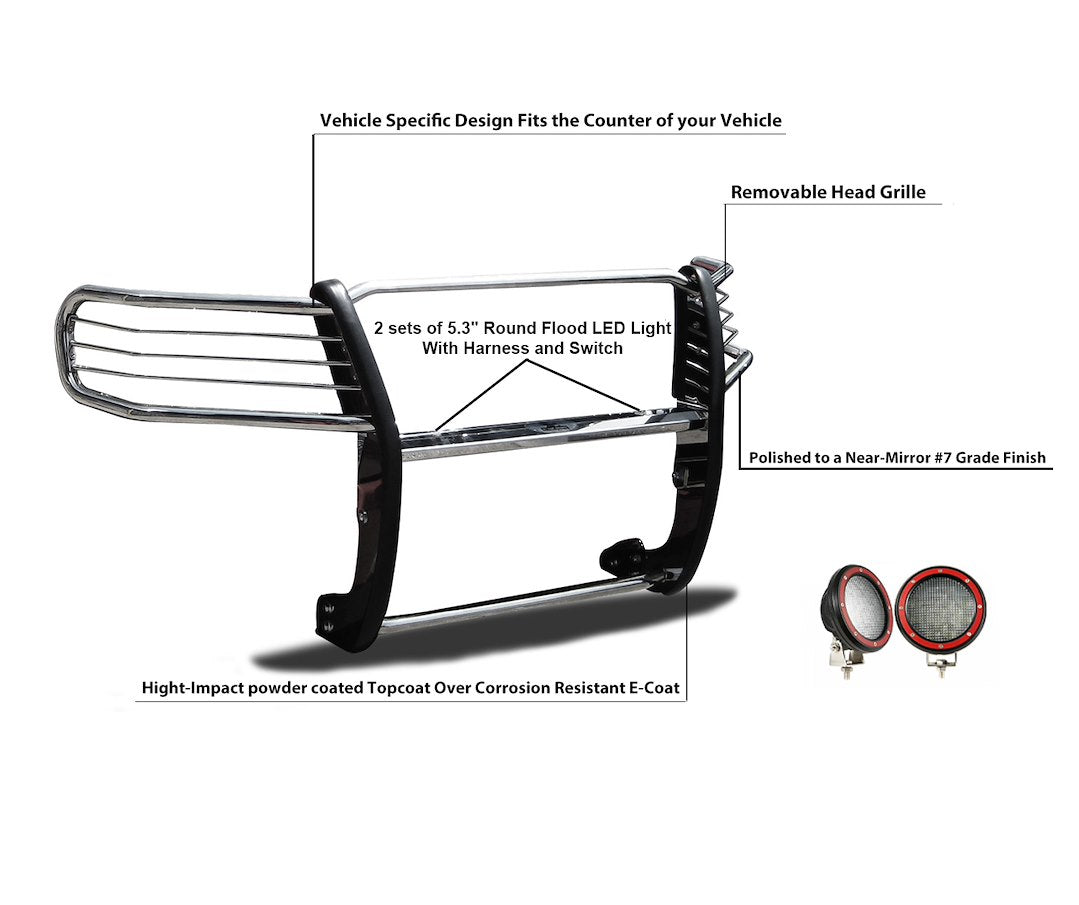 Product of Black Horse Offroad 17H151402MSS-PLFR Grille Guard  