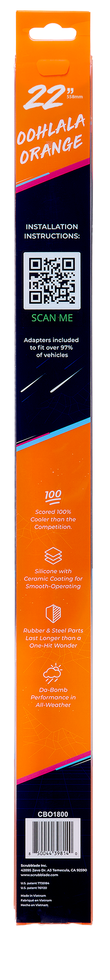 Scrubblade Cbo2200 Windshield Wiper Blade||oohlala Orange 22 Back.Png||88||scrcbo2200||1522871