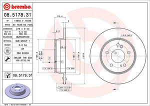Product of Brembo 08517831C02 Solid 1 Piece Brake Rotor 
