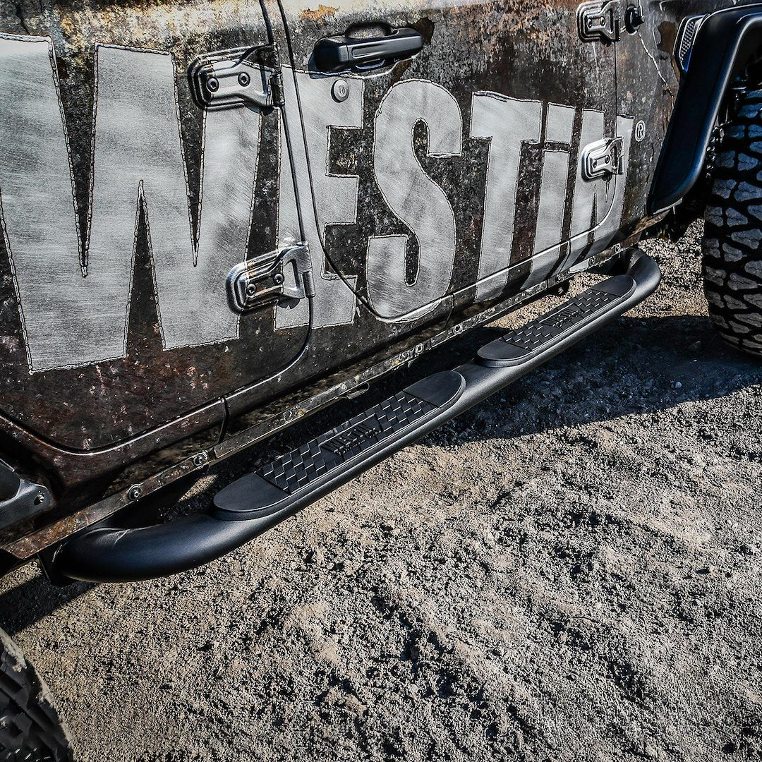 Product of Westin Automotive 21-4065 Platinum Nerf Bar With Surface Steps 