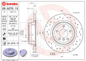 Product of Brembo 09A2701XC02 Xtra Vented Cross Drilled 1 Piece Brake Rotor 
