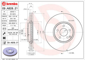 Product of Brembo 09A82821C02 Vented 1 Piece Brake Rotor 