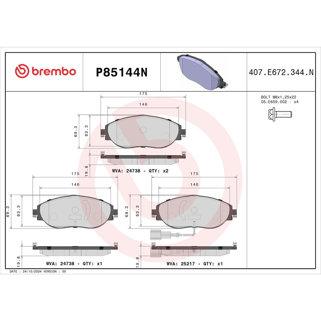 Brembo P85144n Brake Pad||p85144n_Drw.Jpg||87||brmp85144n||1754448