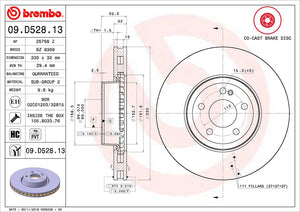Product of Brembo 09D52813C02 Vented 1 Piece Brake Rotor 