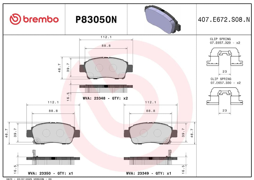 Brembo P83050n Brake Pad||p83050n_2.Jpg||86||brmp83050n||2091759