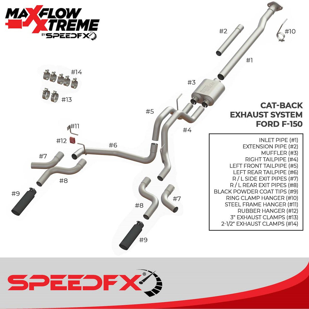 Product of SpeedFX 50301 MaxFlow Xtreme Cat Back System Single Exhaust System Kit 