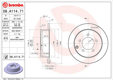 Product of Brembo 08A11471C02 Solid 1 Piece Brake Rotor 