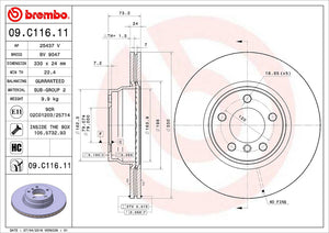Product of Brembo 09C11611C02 Vented 1 Piece Brake Rotor 