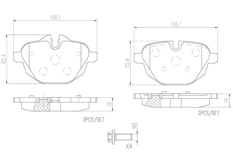 Product of Brembo P06064N Brake Pad - Set Of 4 