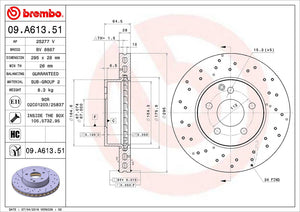 Product of Brembo 09A61351C02 Vented Cross Drilled 1 Piece Brake Rotor 