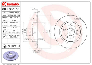Product of Brembo 08B35711C02 Solid 1 Piece Brake Rotor 