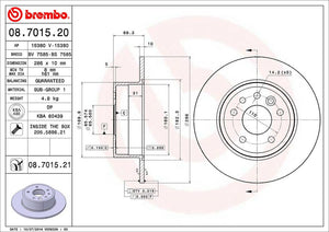 Product of Brembo 08701521C02 Solid 1 Piece Brake Rotor 