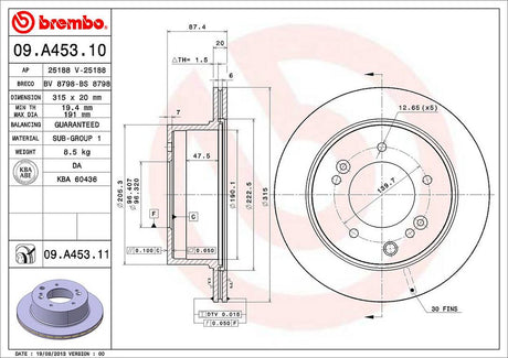 Product of Brembo 09A45311C02 Vented 1 Piece Brake Rotor 