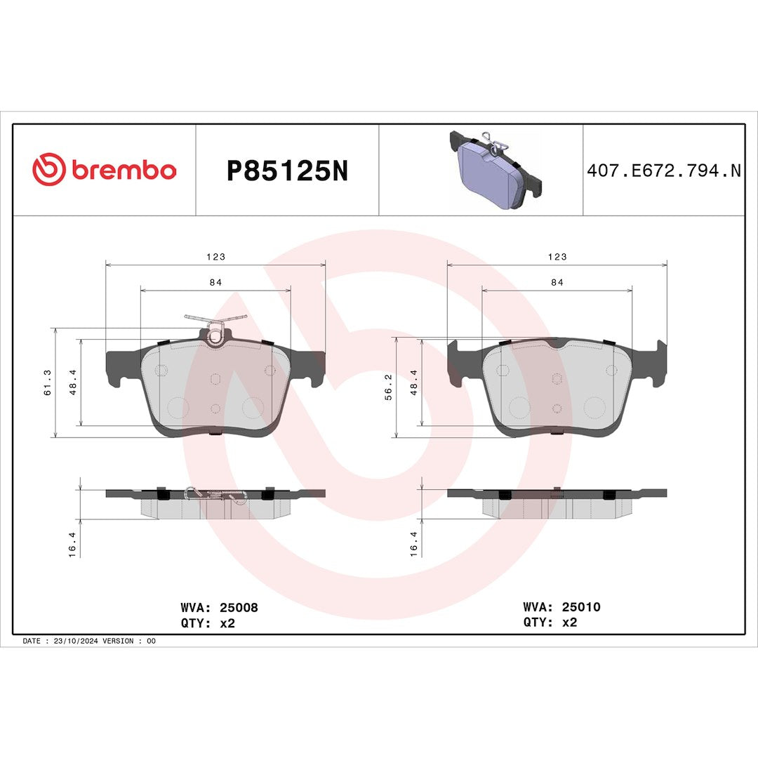 Brembo P85125n Brake Pad||p85125n_Drw.Jpg||91||brmp85125n||1754402