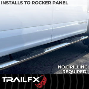 Product of TrailFX A1010S TFX 4" Oval Tube Side Steps Nerf Bar With Surface Steps 