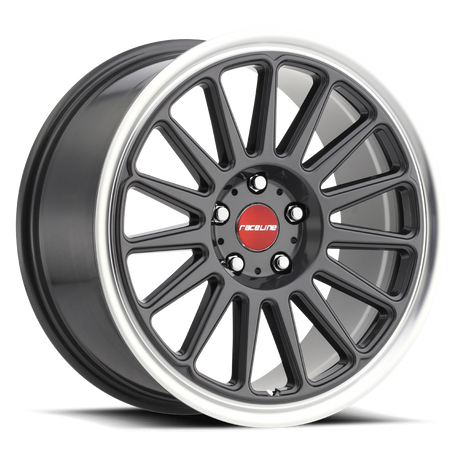 Product of Raceline 18x9.5 Gun Metal With Natural Lip Wheel - 5x4.50 Bolt Pattern 