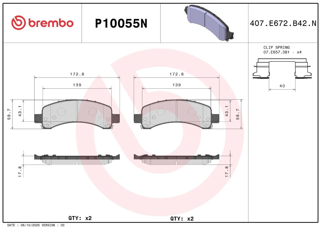Brembo P10055n Brake Pad||p10055n_2.Jpg||86||brmp10055n||2091653