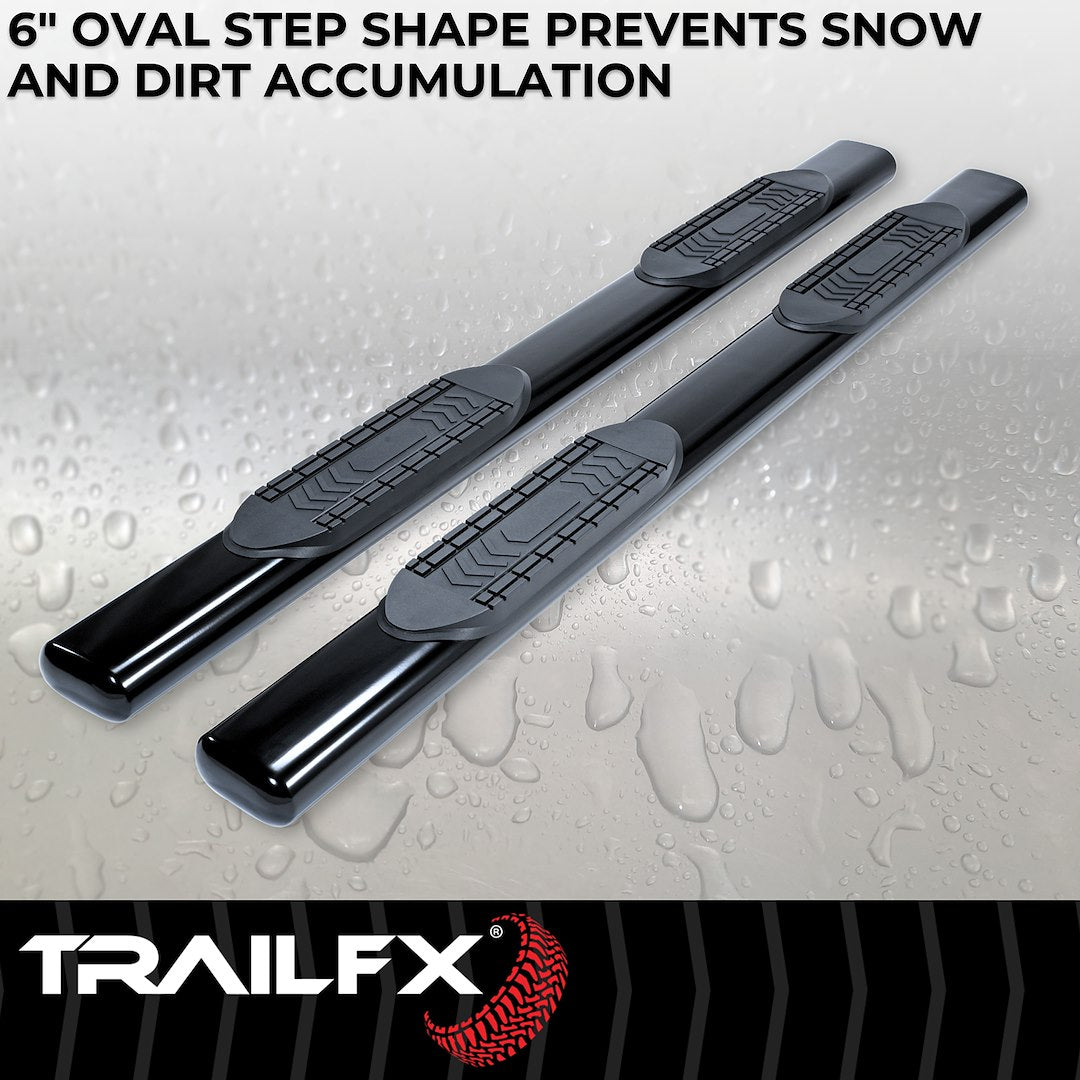 Product of TrailFX A8254B TFX 6" Oval Straight Side Bars Nerf Bar With Surface Steps 