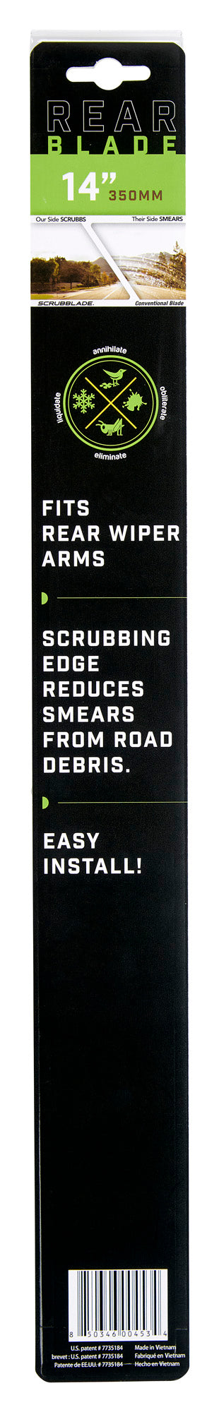 Scrubblade Sr0014 Windshield Wiper Blade||rearblade-Pkg-14in-Back.Jpg||89||scrsr0014||1523126