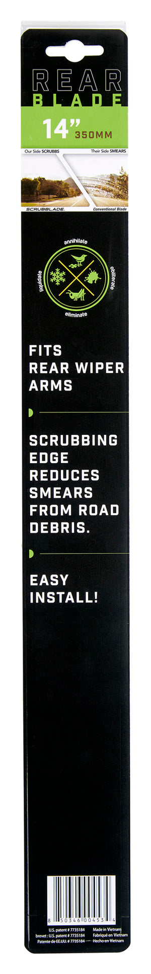 Scrubblade Sr0014 Windshield Wiper Blade||rearblade-Pkg-14in-Back.Jpg||89||scrsr0014||1523126