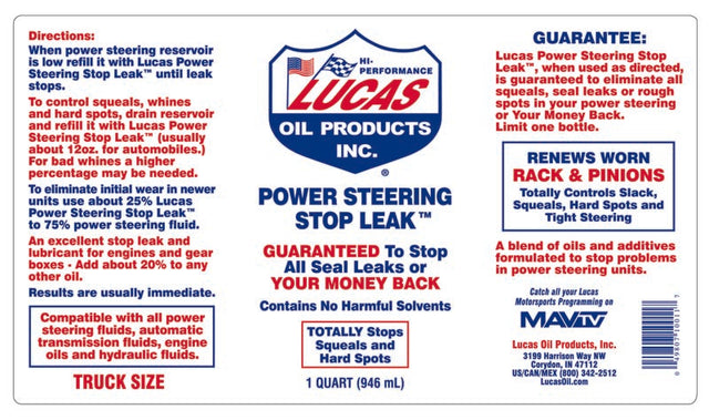 Product of Lucas Oil 10011 Power Steering Fluid