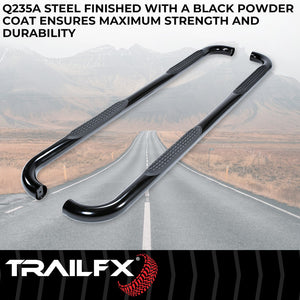 Product of TrailFX A0060B TFX Round Tube Side Steps Nerf Bar With Surface Steps 