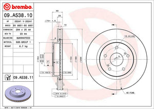Product of Brembo 09A53811C02 Vented 1 Piece Brake Rotor 