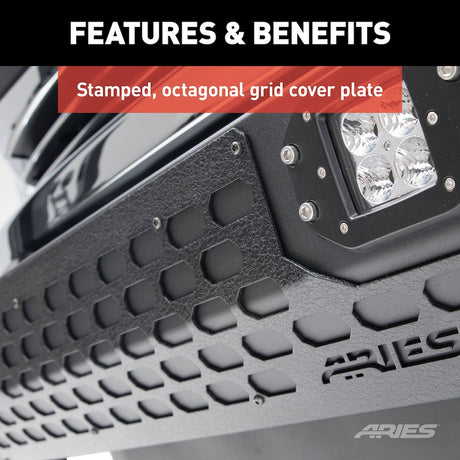 Product of Aries 2163102 Bull Bar Black Carbide Powder Coated 5-1/2 Inch Yes with skid plate 