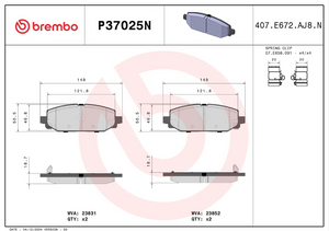 Brembo P37025n Brake Pad||p37025n_2.Png||87||brmp37025n||2104619