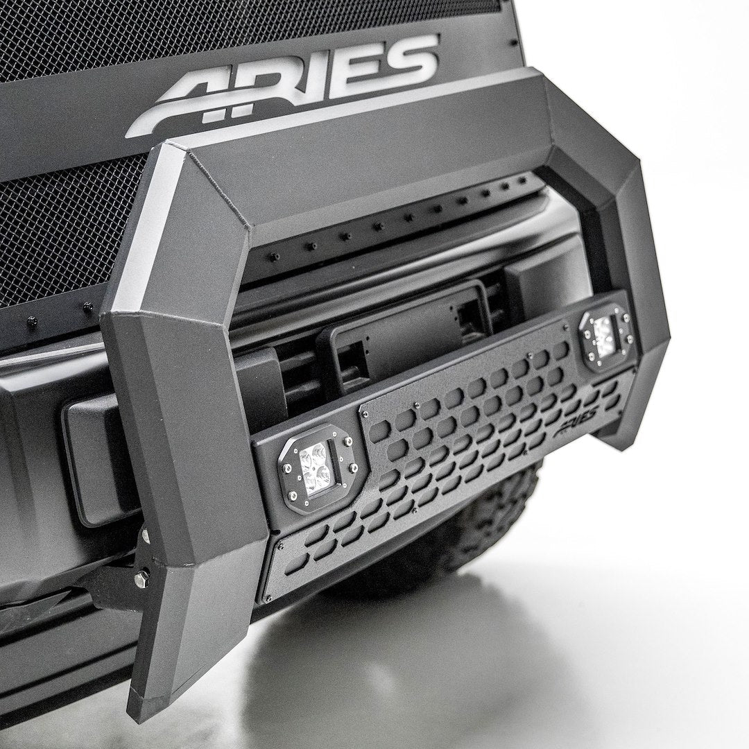 Product of Aries 2163102 Bull Bar Black Carbide Powder Coated 5-1/2 Inch Yes with skid plate 