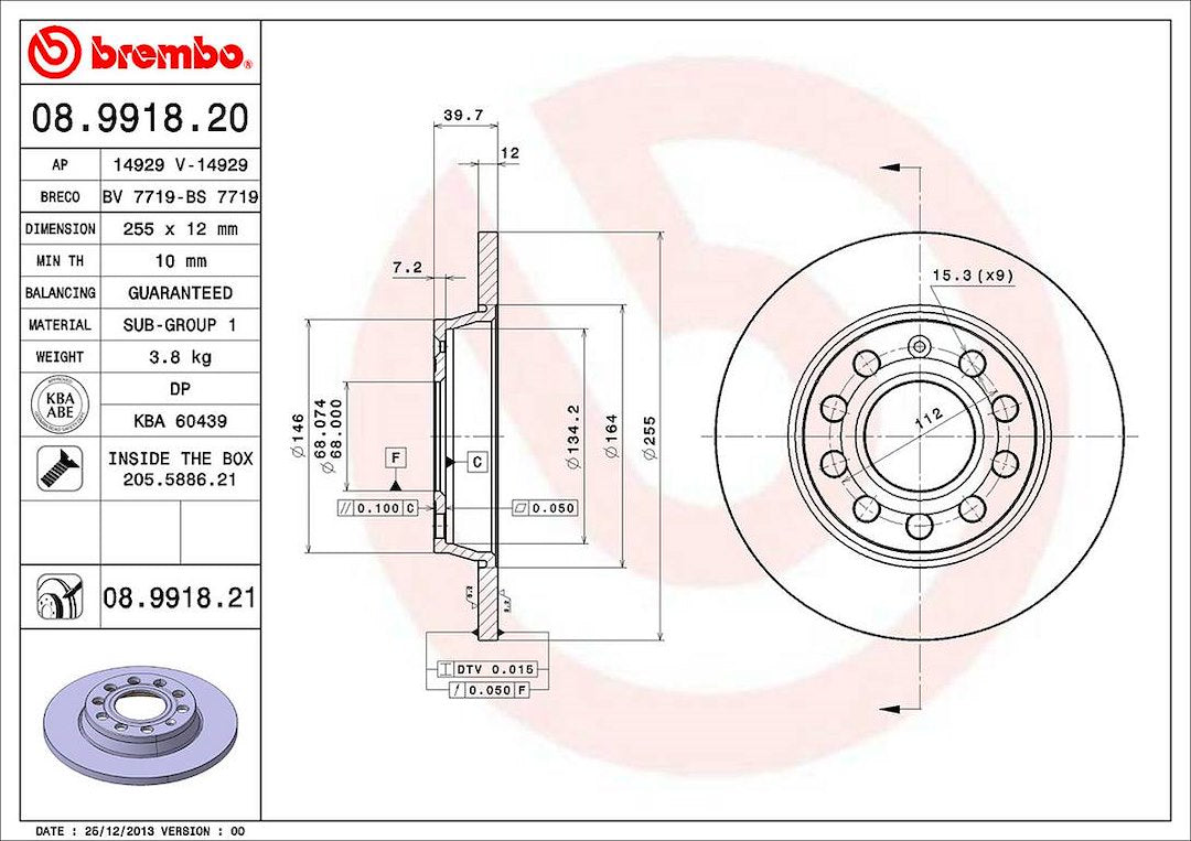 Brembo 08991821c02 Brake Rotor||08.9918.21_2.Jpg||87||brm8991821||1316609