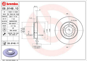Product of Brembo 08914811C02 Solid 1 Piece Brake Rotor 