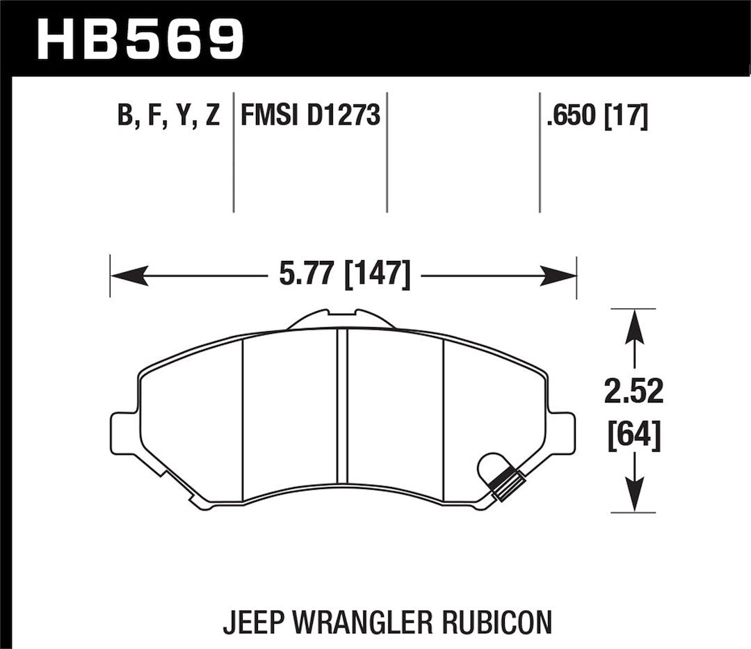 Hawk Performance Hb569y.650 Brake Pad||hb569.Jpg||86||h27hb569y650||1211103