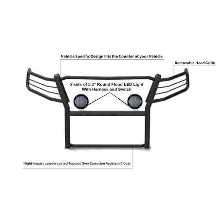 Product of Black Horse Offroad 17GC15MA-PLFB Grille Guard  