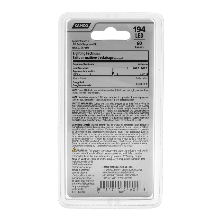 Product of Camco 54621 Multi Purpose Light Bulb - Led