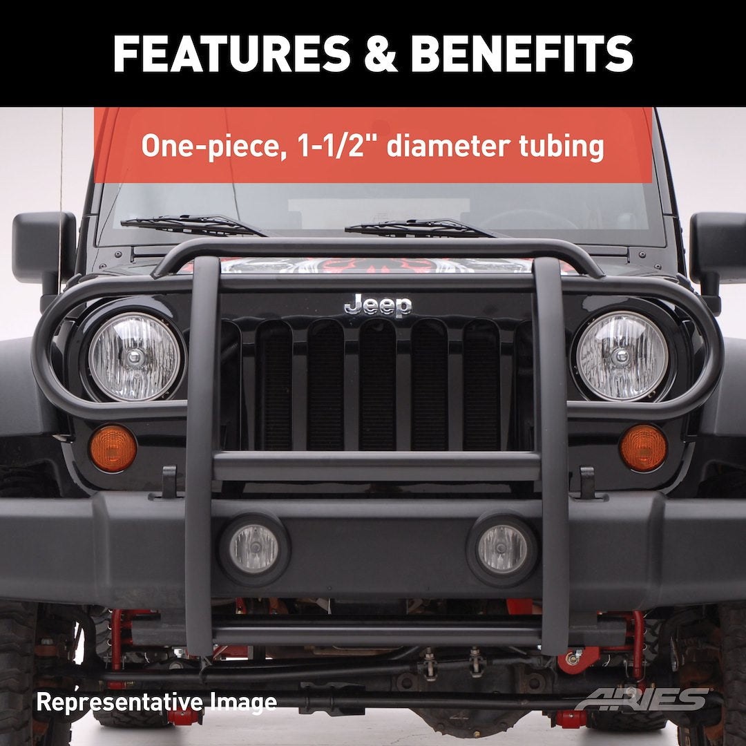 Product of Aries 1053 Grille Guard 1-Piece Black Semi Gloss Powder Coated 