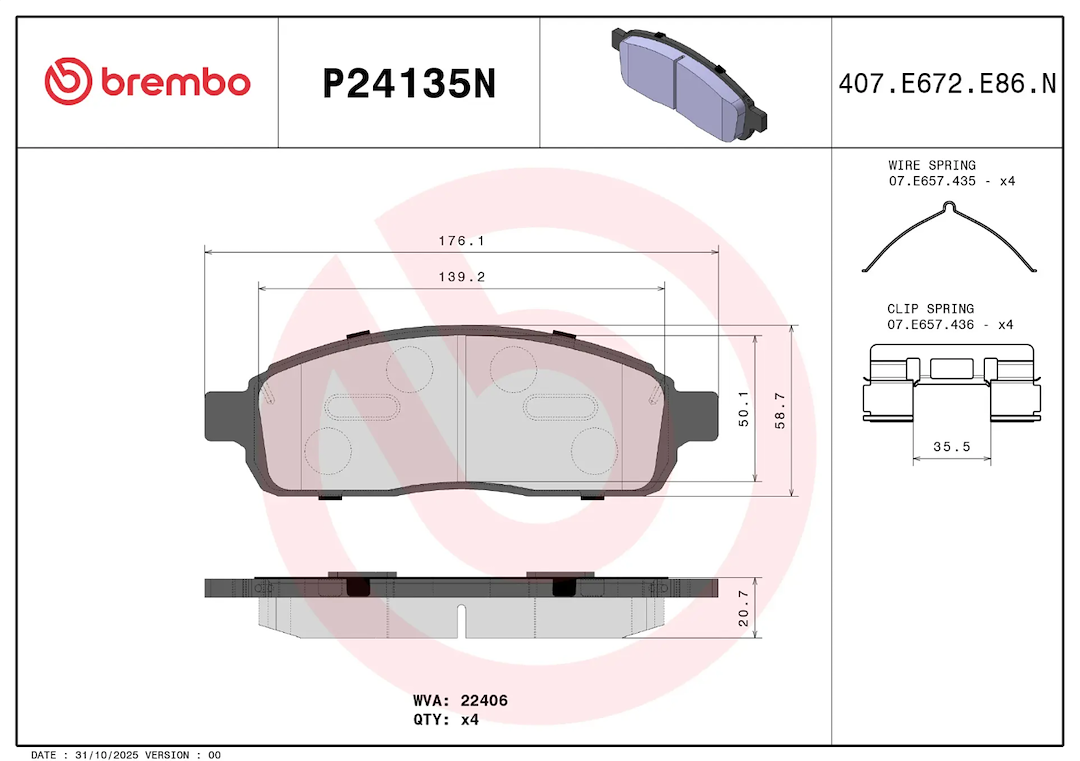 Brembo P24135n Brake Pad||p24135n_1.Png||86||brmp24135n||2104560