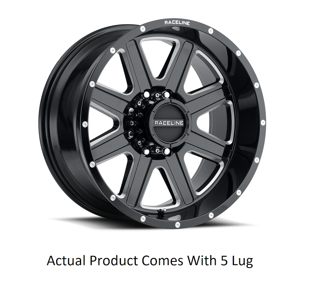 Product of Raceline 16x8 Black With Natural Accents Wheel - 5x4.50 Bolt Pattern 
