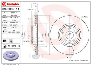 Product of Brembo 09D06211C02 Vented 1 Piece Brake Rotor 