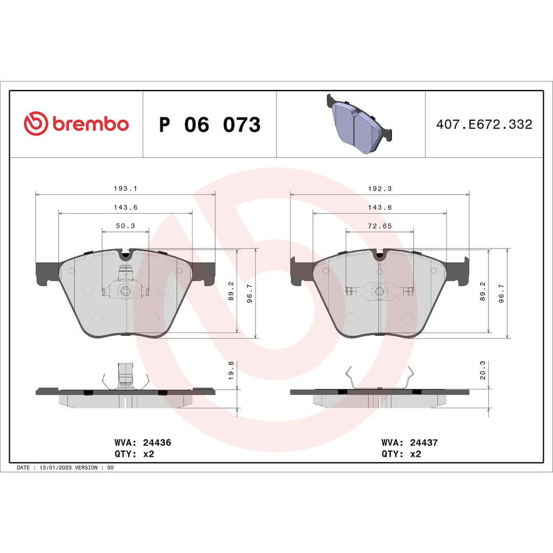 Brembo P06073 Brake Pad||||88||brmp06073||2008909