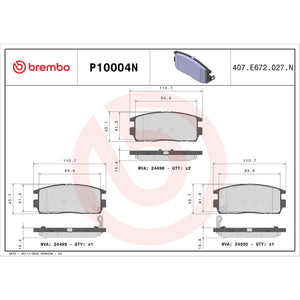 Brembo P10004n Brake Pad||||89||brmp10004n||2008938