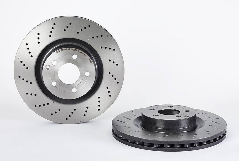 Product of Brembo 09B74661C02 Vented Cross Drilled 1 Piece Brake Rotor 