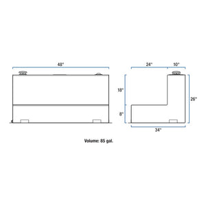 Product of UWS ST-85-L-W Diesel Liquid Transfer Tank 85 Gallon L-Shape 