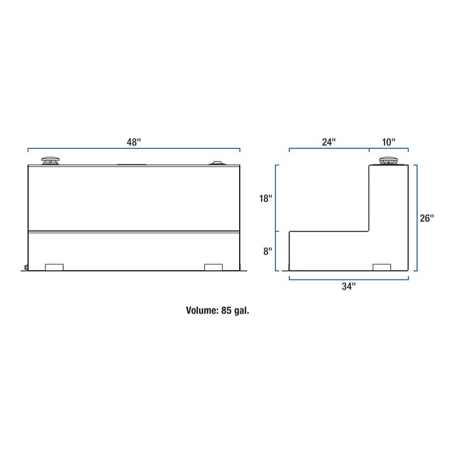 Product of UWS ST-85-L-W Diesel Liquid Transfer Tank 85 Gallon L-Shape 