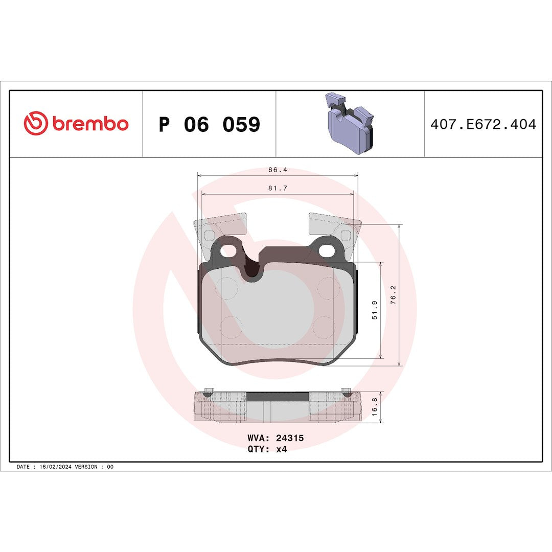 Brembo P06059 Brake Pad||p06059_Drw.Jpg||87||brmp06059||1752349