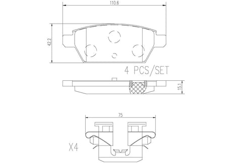 Product of Brembo P49051N Brake Pad - Set Of 4 