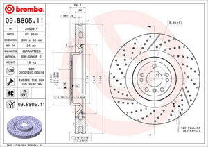 Product of Brembo 09B80511C02 Vented Cross Drilled 1 Piece Brake Rotor 
